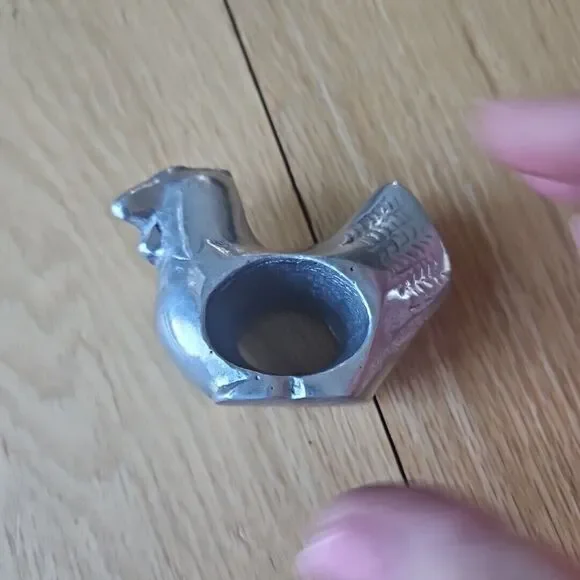 Vintage Pewter Napkin Rings‎  Farmhouse Animal Set Of 2- Rabbit & Chicken - Picture 8 of 15